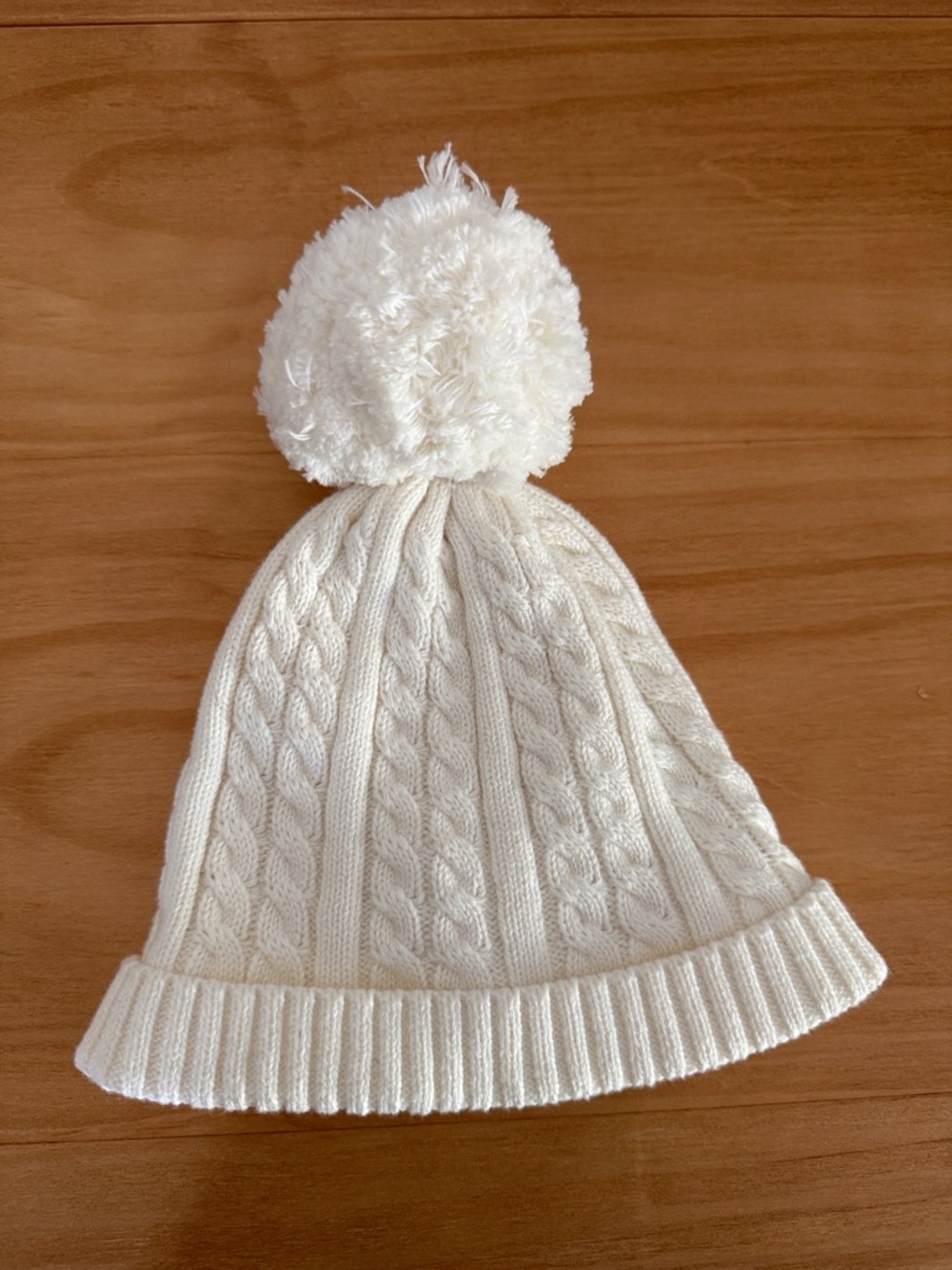 Janie and Jack Cream Cable-Knit Pom Beanie